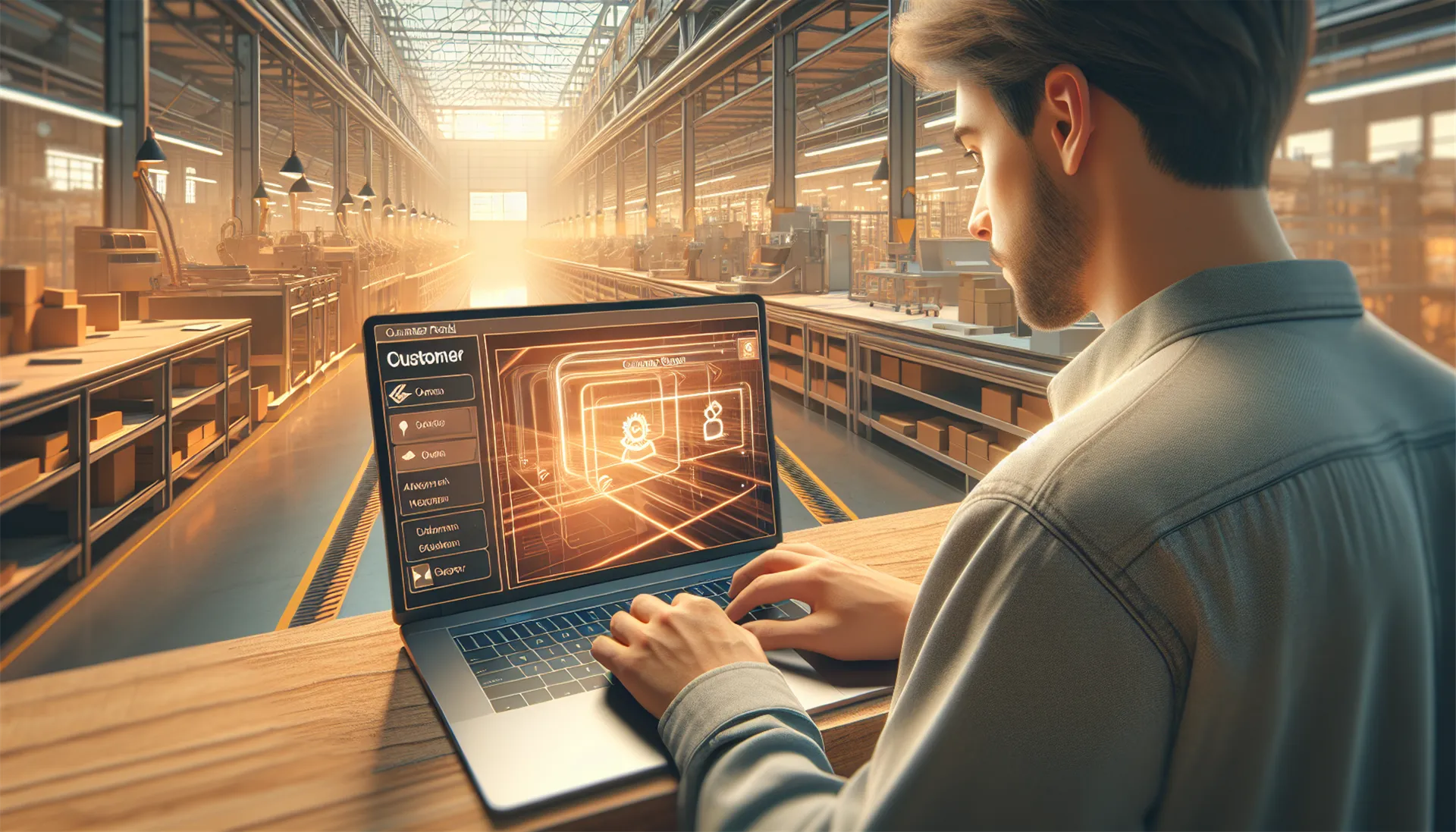 Customer viewing user guide on laptop at company portal