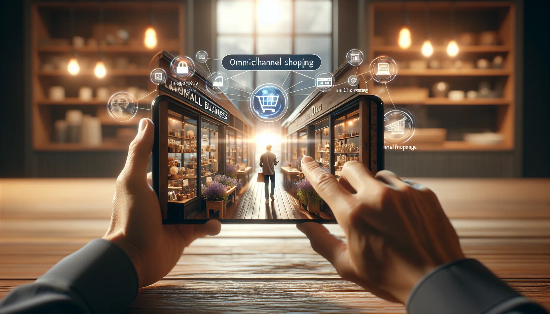 Customer engaging in omnichannel digital experience with small business